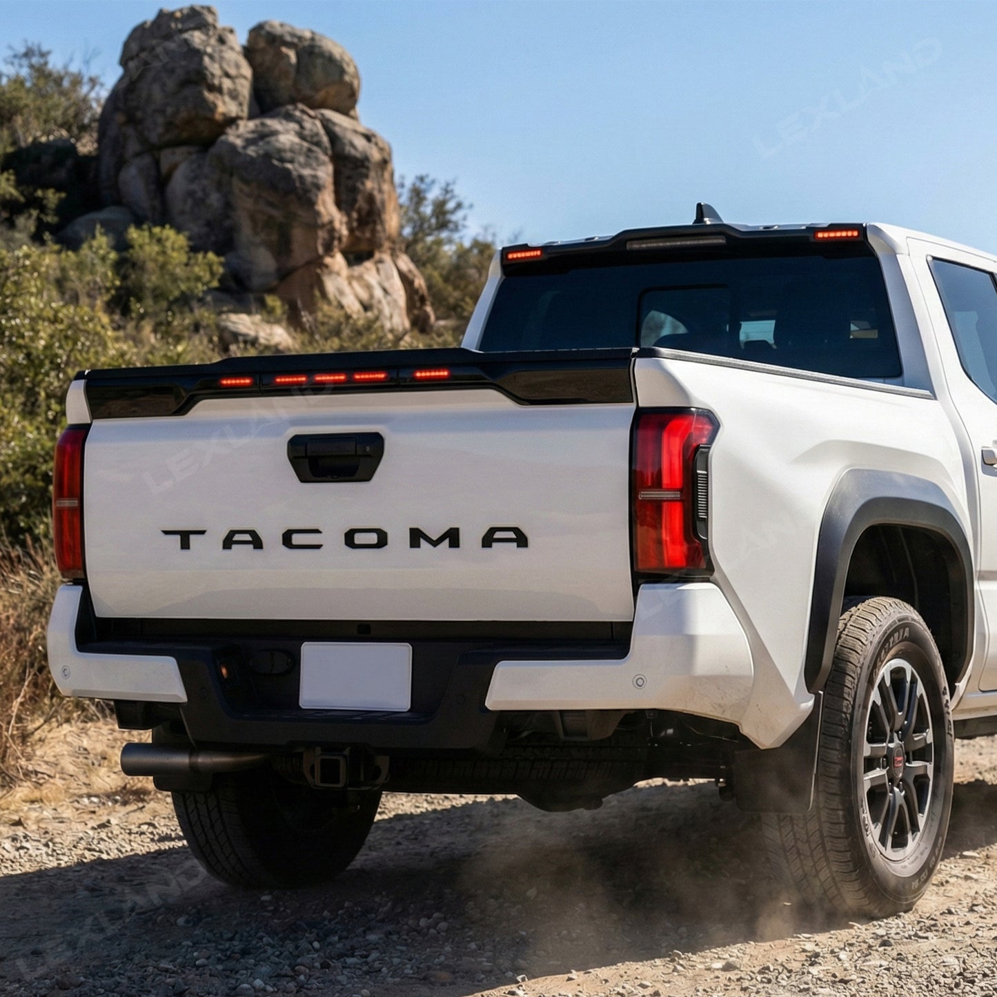 Tacoma Tailgate Protector with LED Lights Rear Tailgate Guard for Toyota