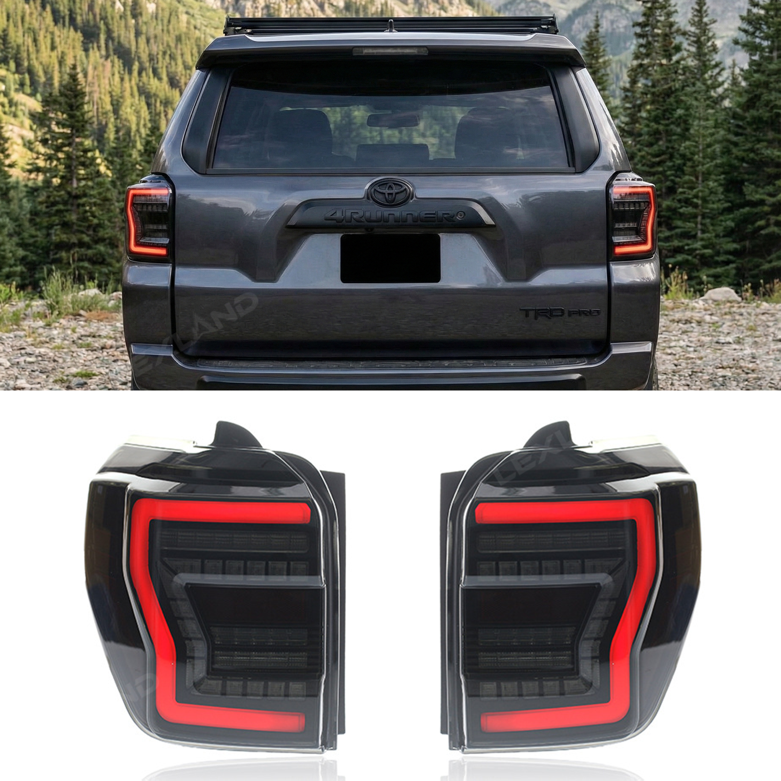 HCMOTIONZ LED Tail Lights For Toyota 4Runner 5th Gen 2010-2024 - Smoke Sequential Lamps