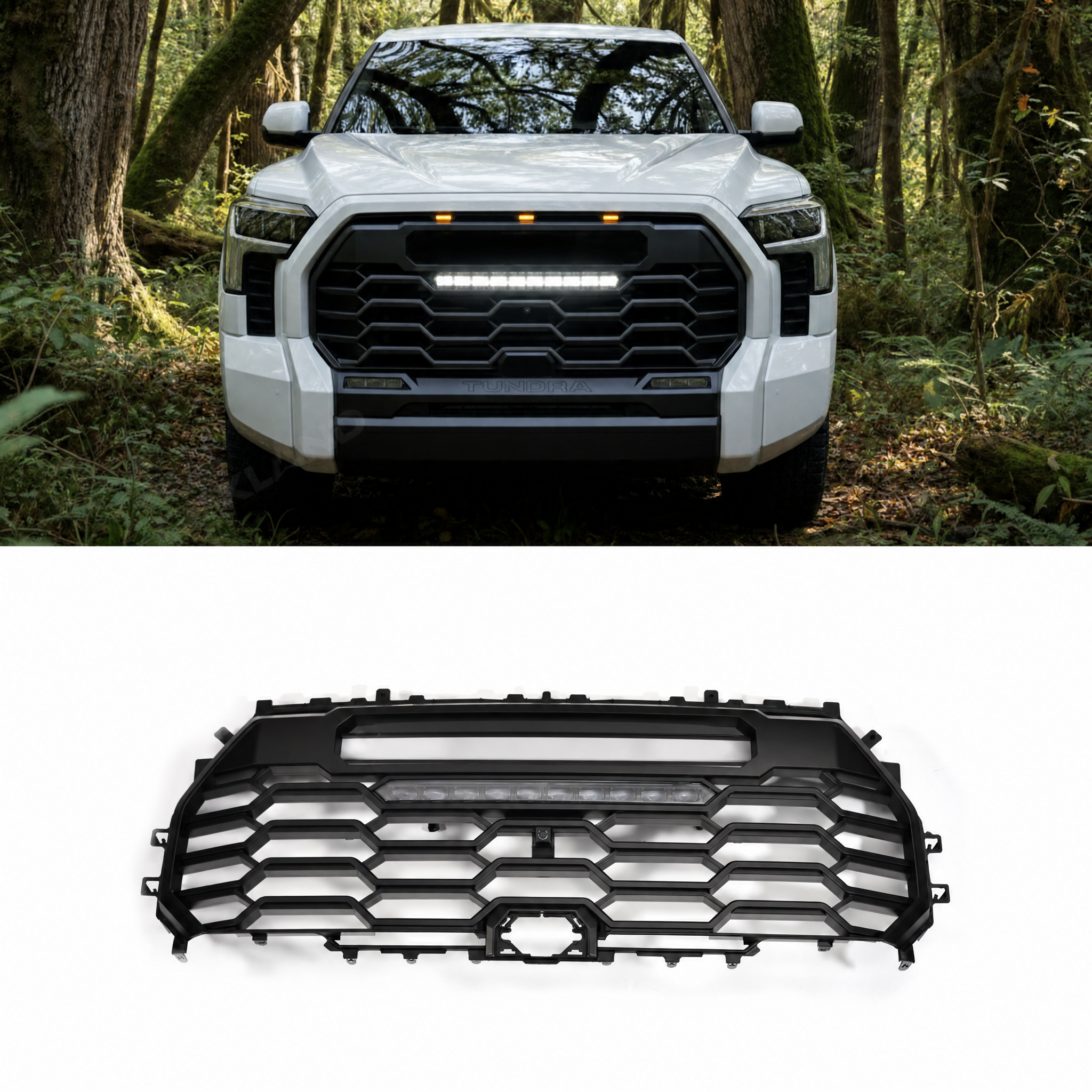 Tundra Front Grille with Amber Light & LED Light Bar TRD-Style