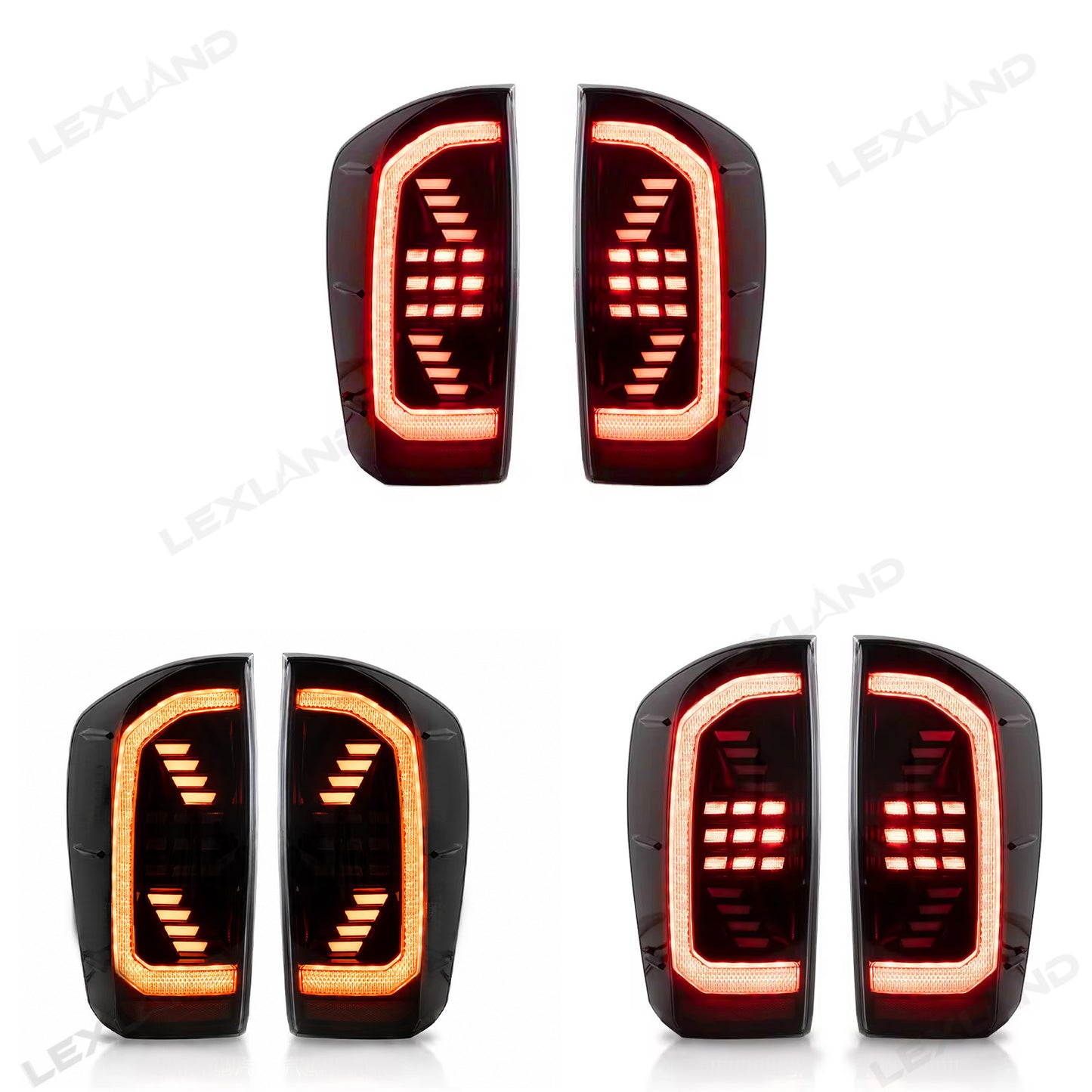 Tacoma 3rd Gen LED Tail Lights Smoked Sequential Rear Lights Assembly for Toyota