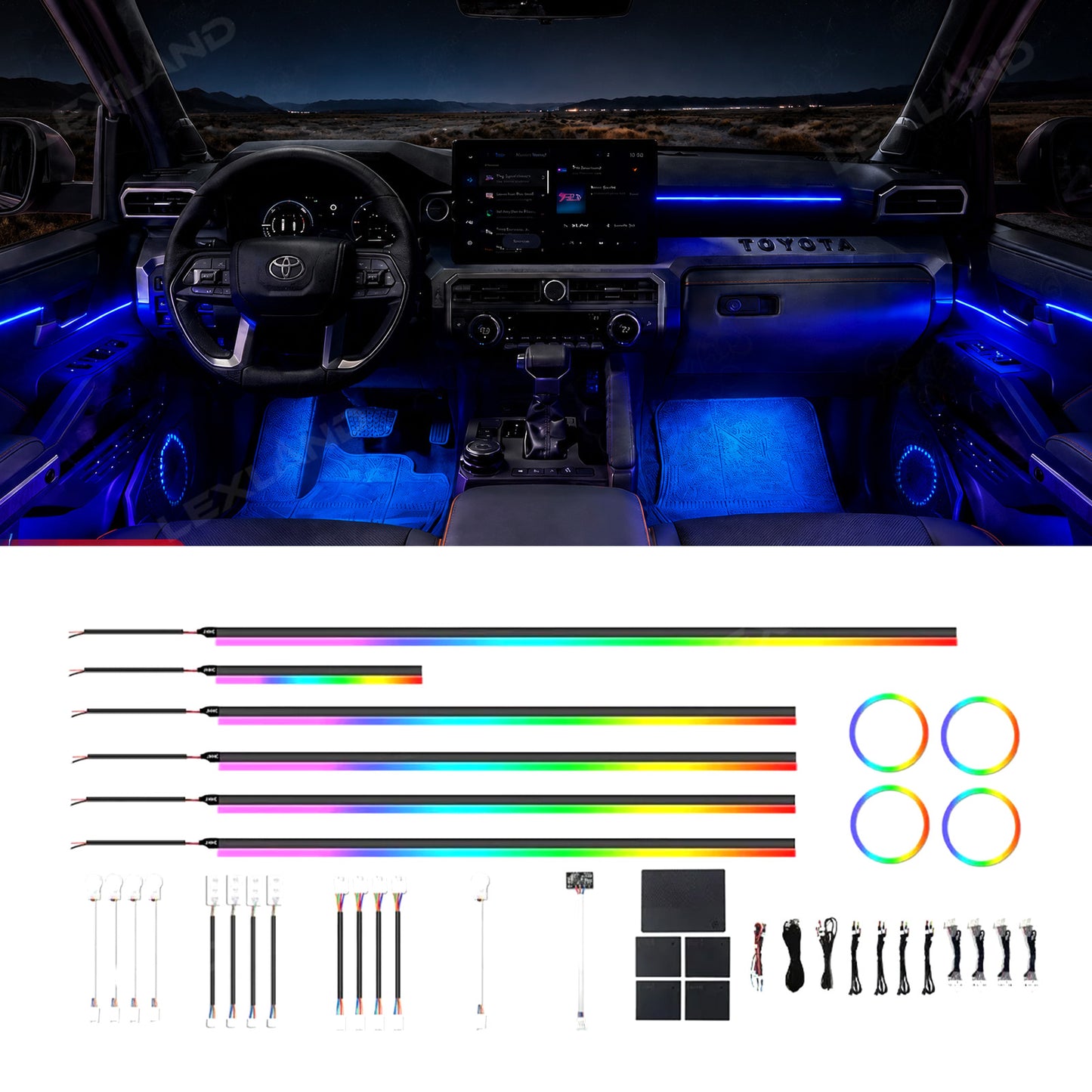 Tacoma RGB Ambient Lighting Kit Dynamic Interior LED Light Strips App Control & Music Sync