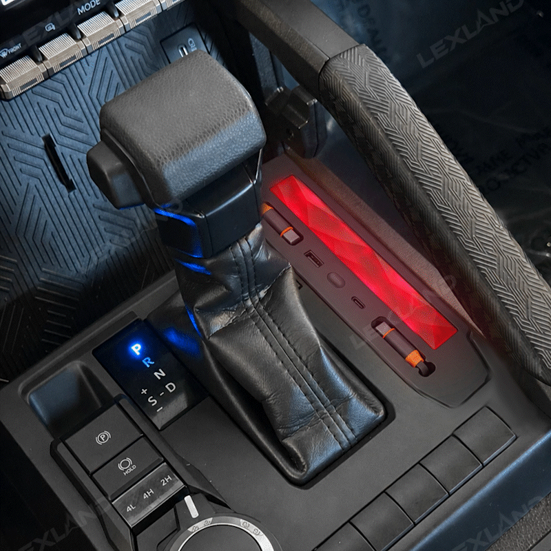 Tacoma & 4Runner Center Console Charger Hub | Multi-Port USB Docking Station with Retractable Cables & Ambient Lighting
