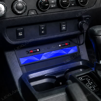 Tacoma Center Console USB Charging Hub Multi-Port Docking Station with Ambient Lighting & Retractable Cables