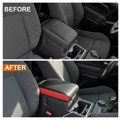 Tacoma /4Runner Center Console Cover Carbon Fiber Style Leather Armrest Box Cover Trim for Toyota