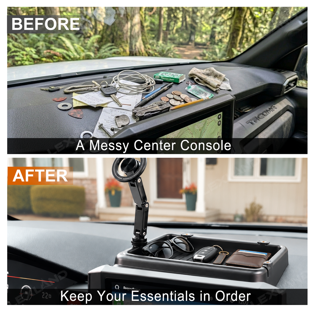 Tacoma/4Runner Dashboard Storage Organizer Tray & Magnetic Phone Mount Kit for Toyota