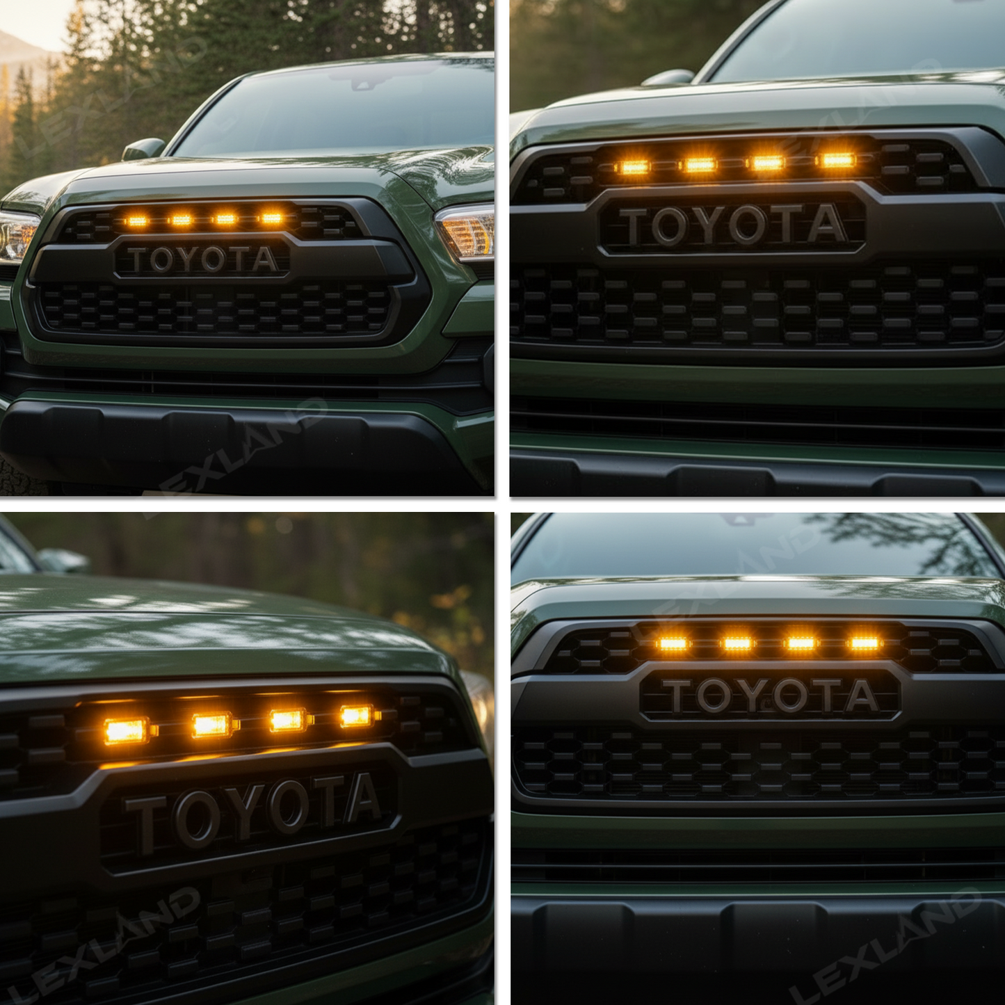 Tacoma Front Grille with Amber Lights Front Bumper Grille Replacement Kit for Toyota