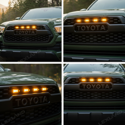 Tacoma Front Grille with Amber Lights Front Bumper Grille Replacement Kit for Toyota