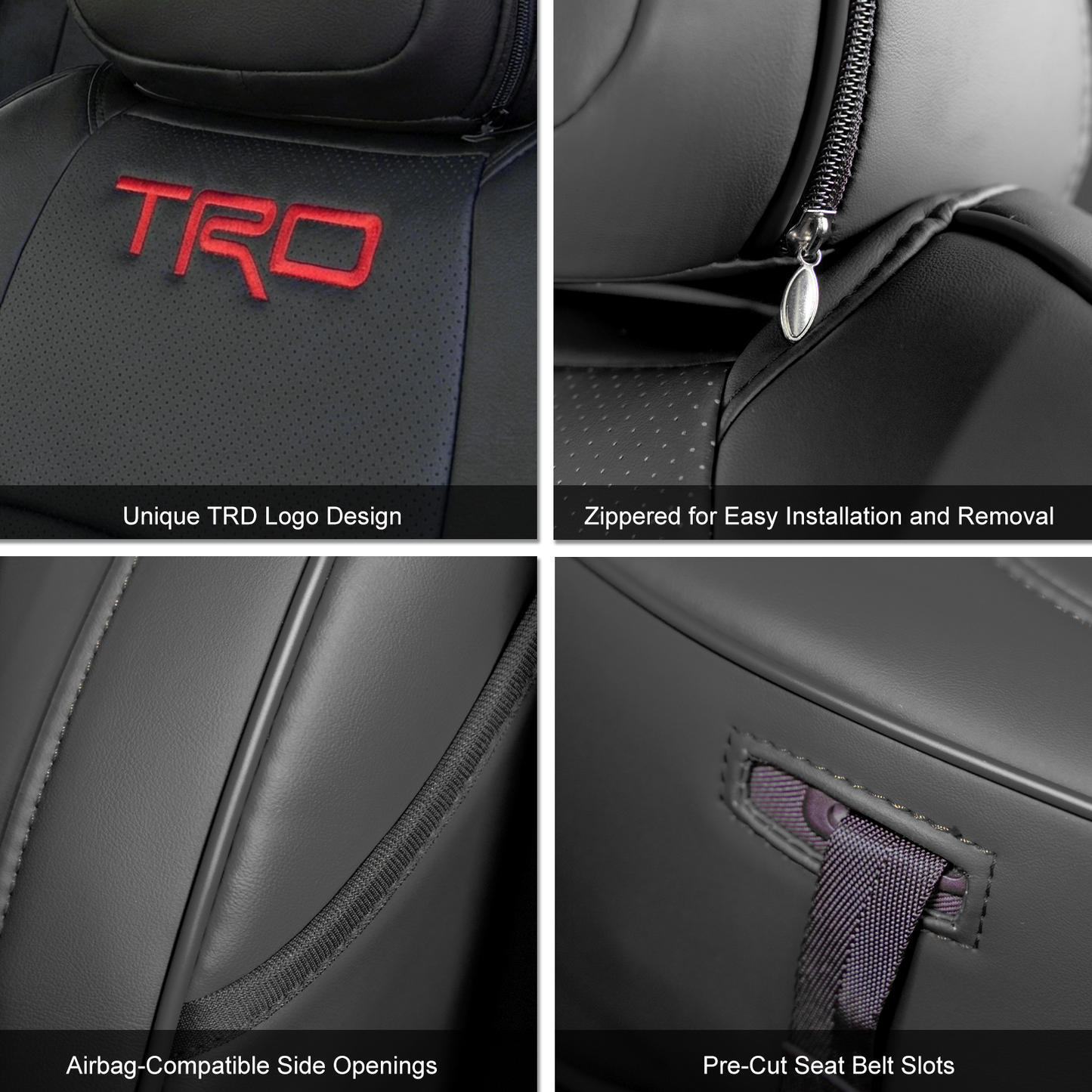 Tacoma Front Row Seat Covers Full Coverage Embossed Seat Protectors with TRD Letter Style for Toyota