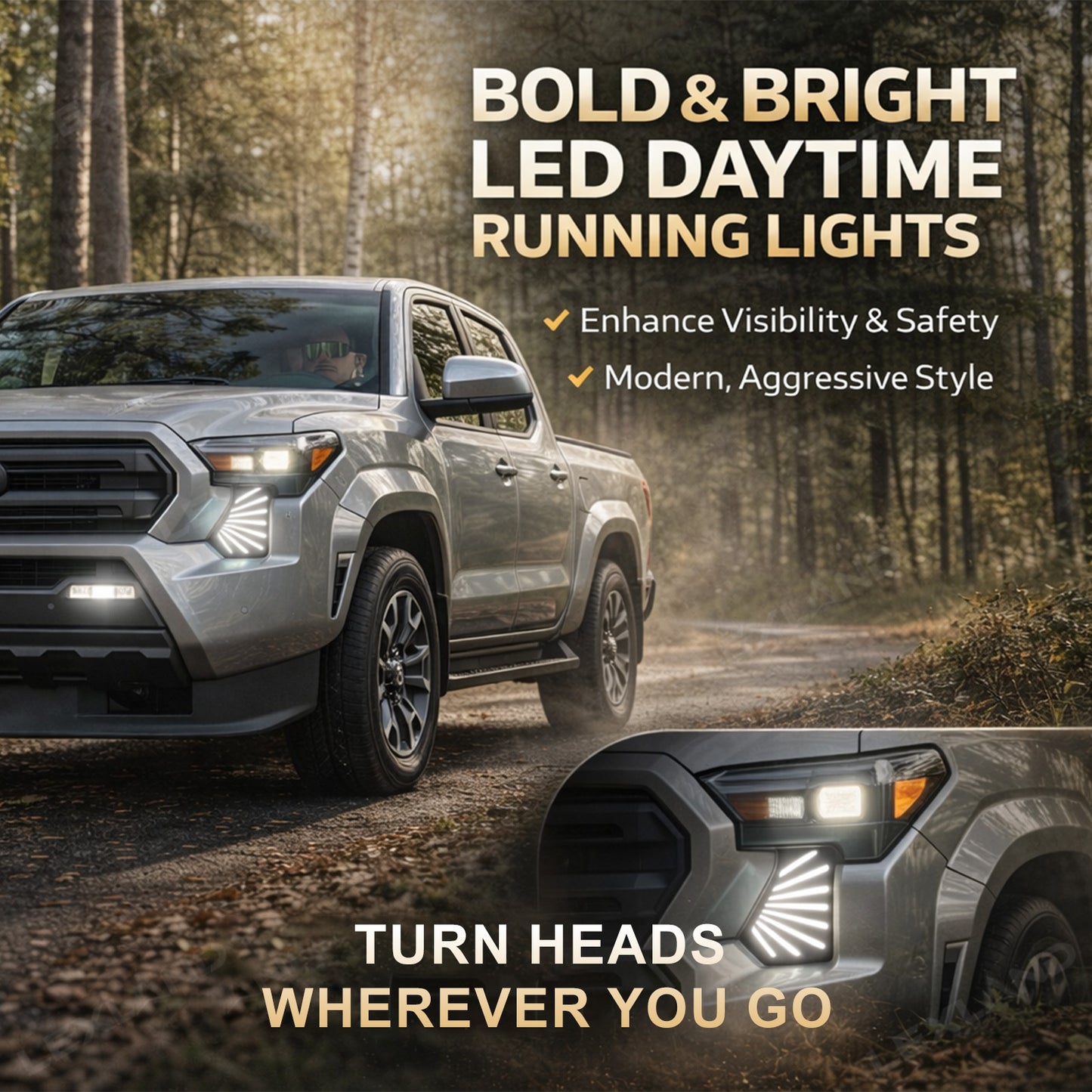 Tacoma LED DRL Sequential Daytime Running Light Kit Dual-Color Dynamic Fog Lamps for Toyota