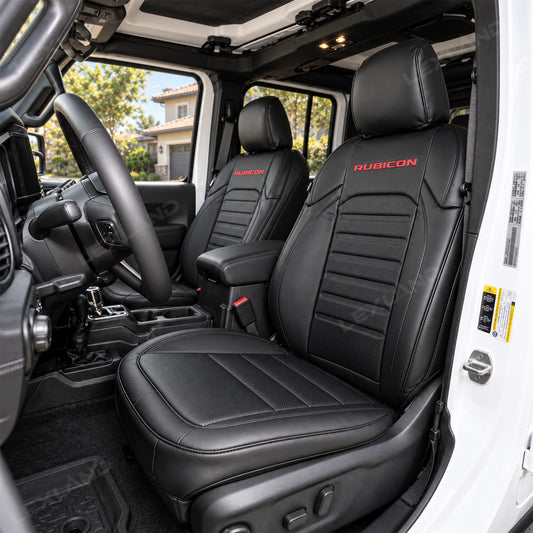 Wrangler Seat Covers 4-Door Embossed Leather Seat Protector Without Rear Armrest