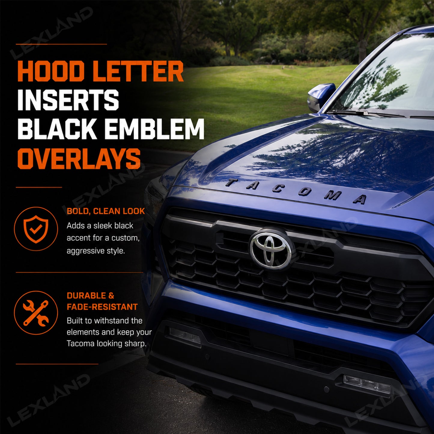 Tacoma Hood Letter Inserts Black Emblem Overlays For Toyota