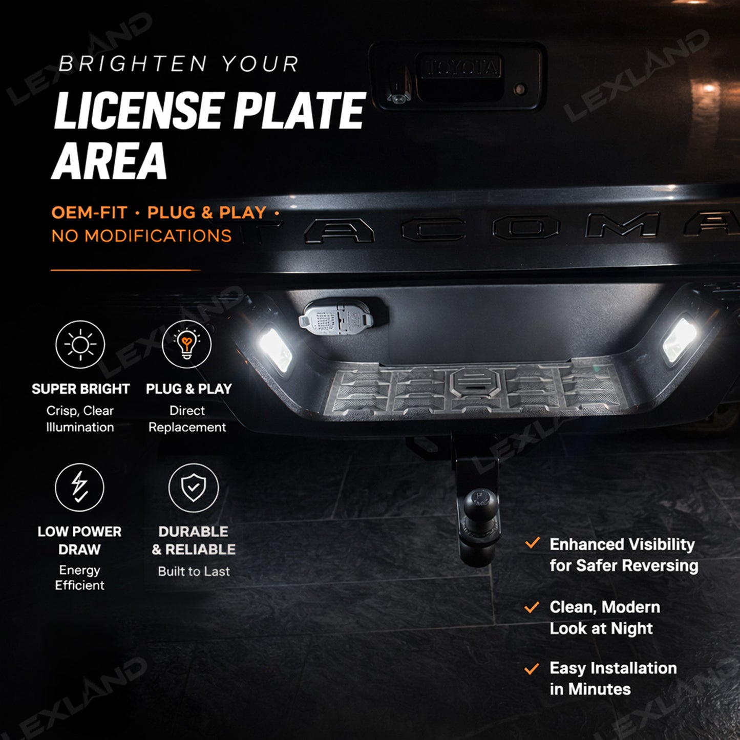 Tacoma LED License Plate Light White License Plate Lamp for Toyota