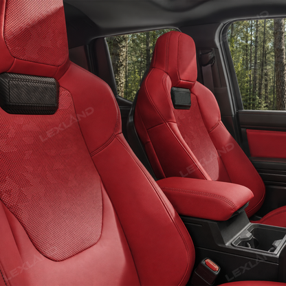 Tacoma/4Runner Seat Covers with Carbon Fiber-Style Badge Embossed Nappa Camo Seat Protector for Toyota
