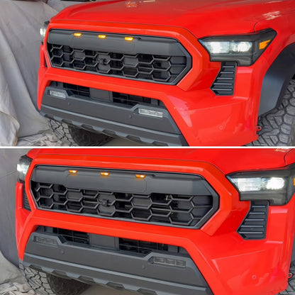 Tacoma Front Bumper Grille With LED & Light Bar Racing Grills With TRD PRO Style Upgrade for Toyota