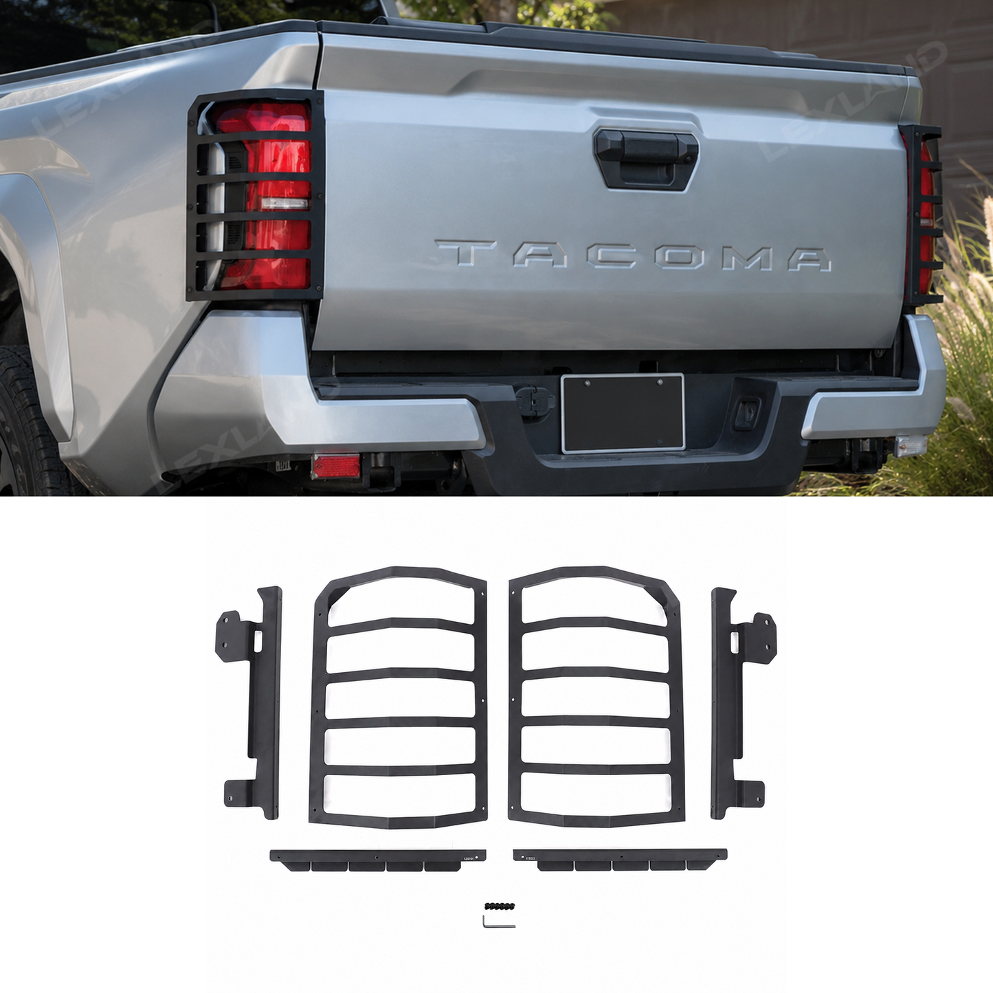 Tacoma Tailgate Tail Light Protective Cover Trim Metal Rear Taillight Covers 2PCS for Toyota