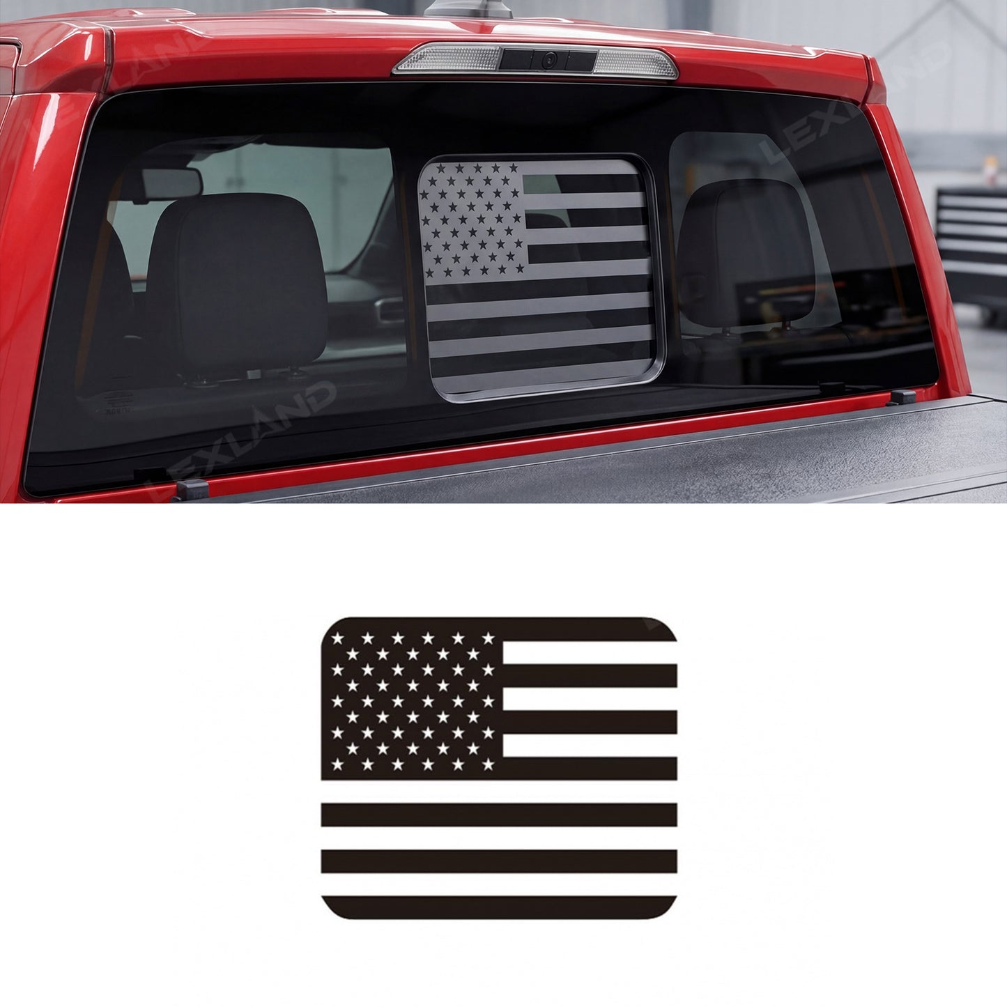Tacoma Rear Sliding Window Vinyl Wrap American Flag Style Accent Decal for Toyota