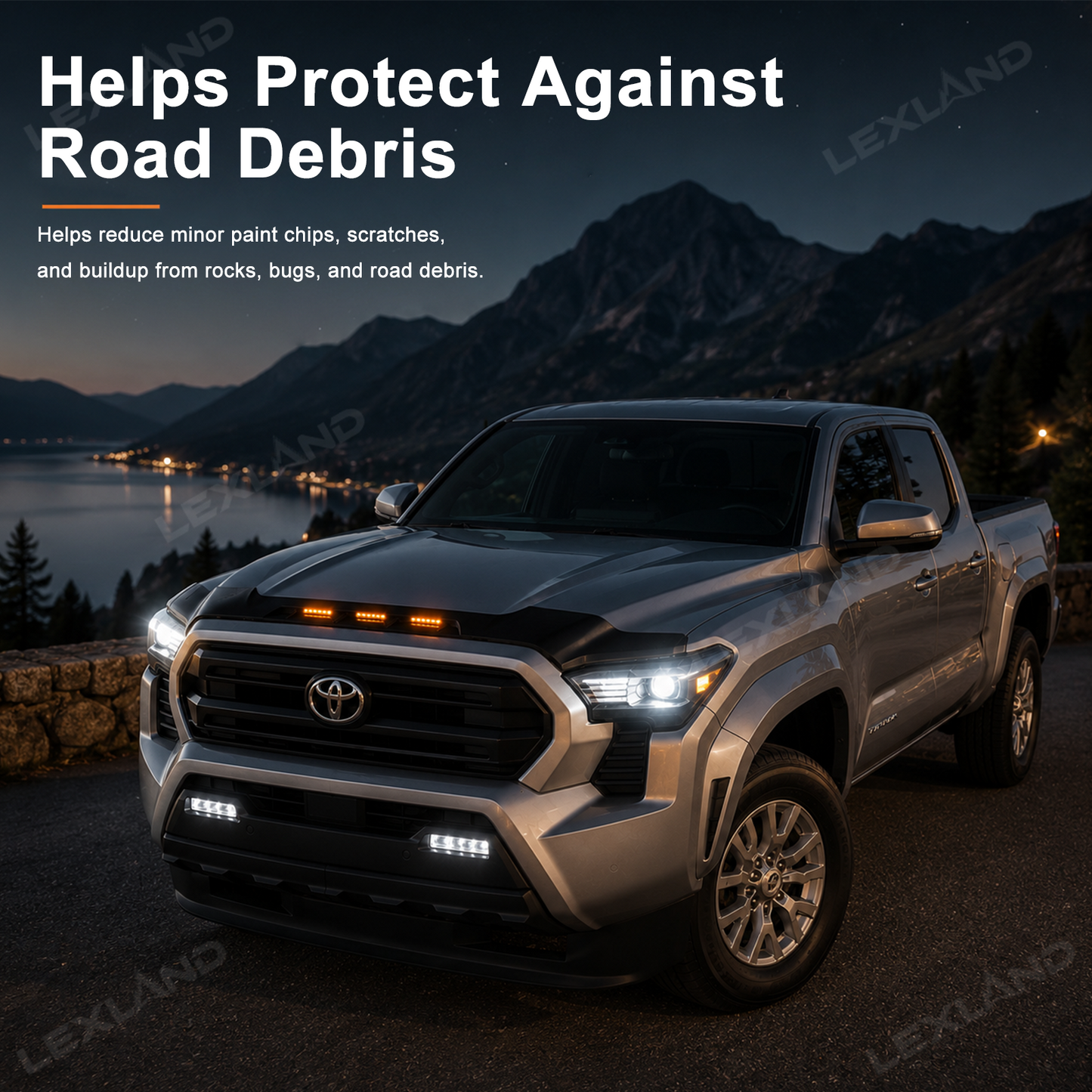 Tacoma/4Runner Hood Protector with LED Light Hood Deflector Bug Deflector 2.0 for Toyota