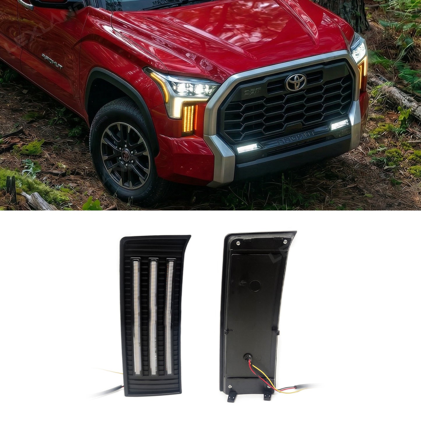 Tundra LED DRL Fog Lights Triple Fang Lights Daytime Running Lights Sequential Turn Signal Lighting Upgrade