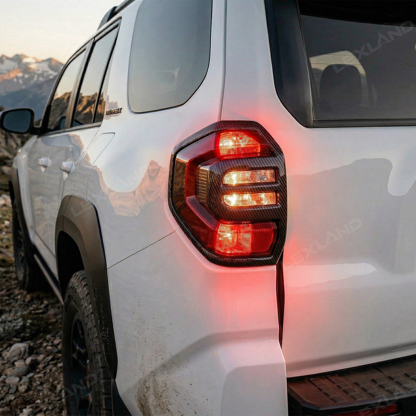 4Runner Tail Light Cover Trim ABS Carbon Fiber Style Rear Taillight Covers Decorative Overlay for Toyota