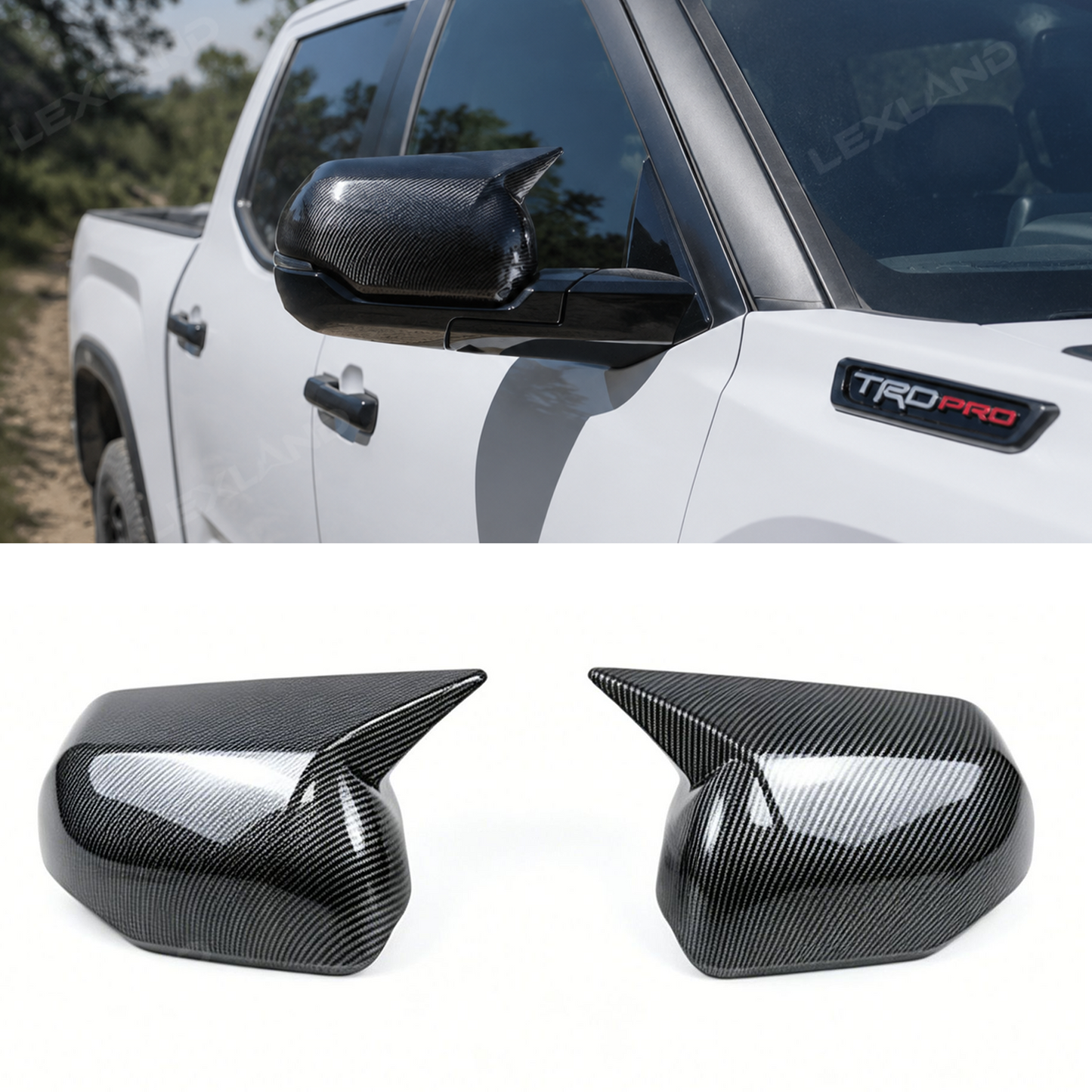 Tundra Side Mirror Covers ABS Door Mirror Caps Sport Style Rearview Mirror Overlay
