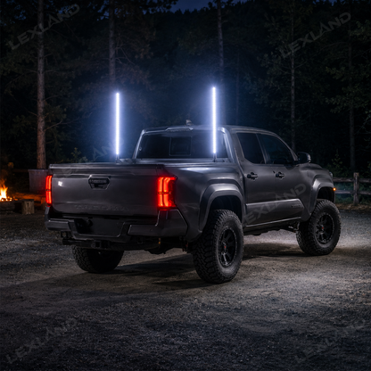 Tacoma LED Bed Whip Lights with Mounting Brackets 2FT RGB Truck Bed Mounted Whip Poles