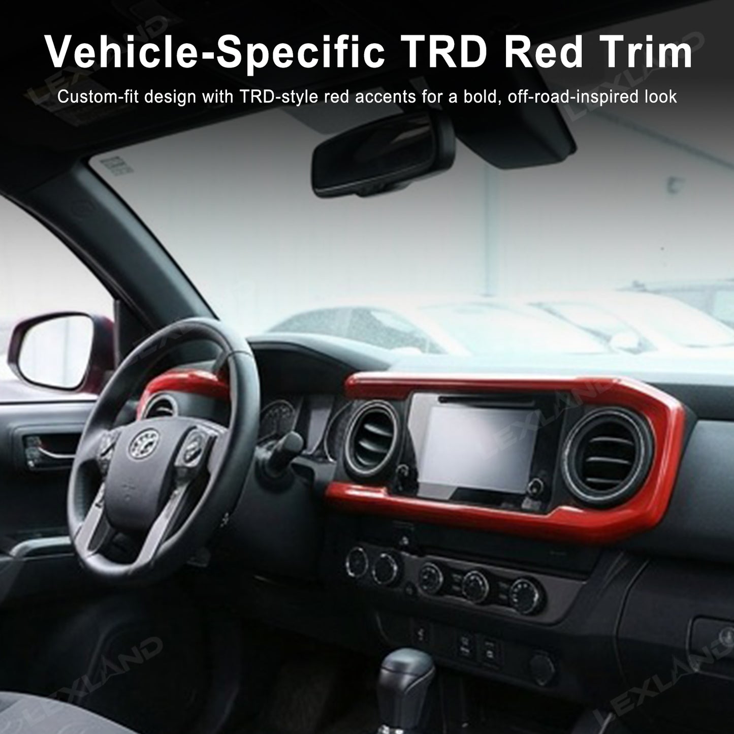 Tacoma Dashboard Cover Central Console Dash Panel TRD Style Red Decorative Interior Accents for Toyota