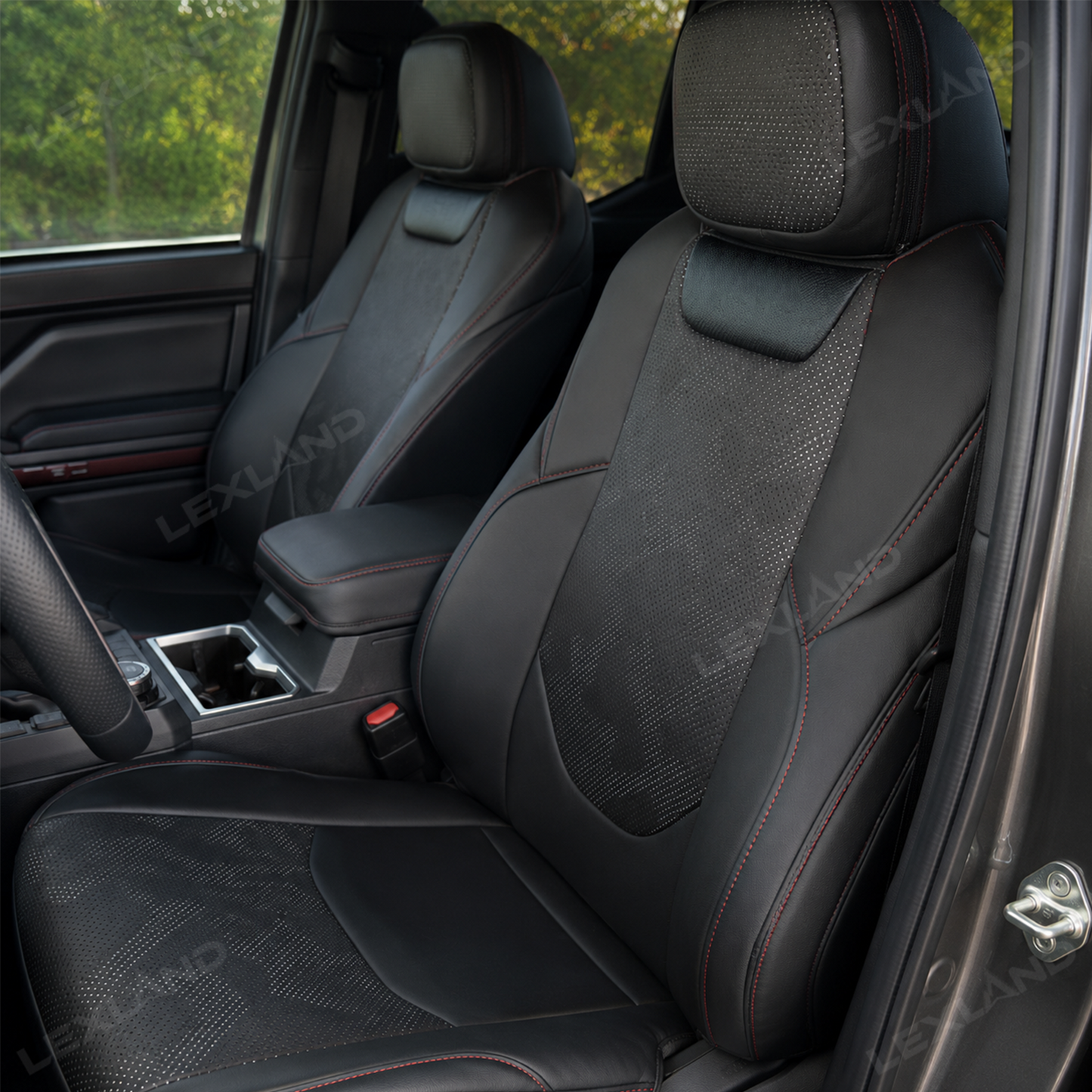 Tacoma Seat Covers with Carbon Fiber-Style Badge Embossed Nappa Camo Seat Protector for Toyota