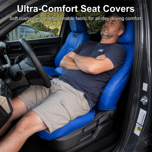 Tacoma /4Runner Seat Covers Blue Embossed Seat Protector with TRD Letter Style Premium Interior Protection