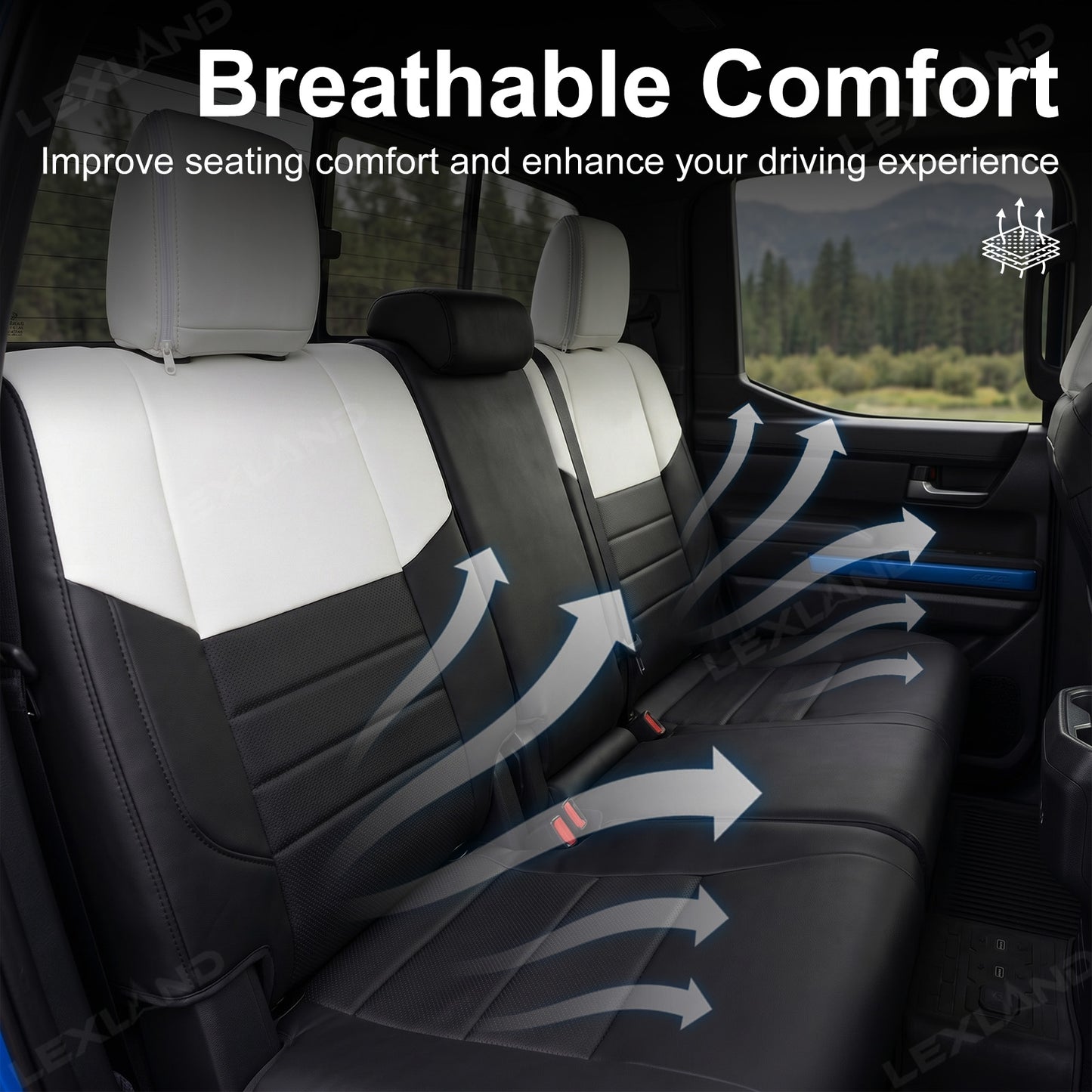 Tacoma /4Runner Seat Covers Black & White Two-tone Seat Protector with TRD Letter Style for Toyota