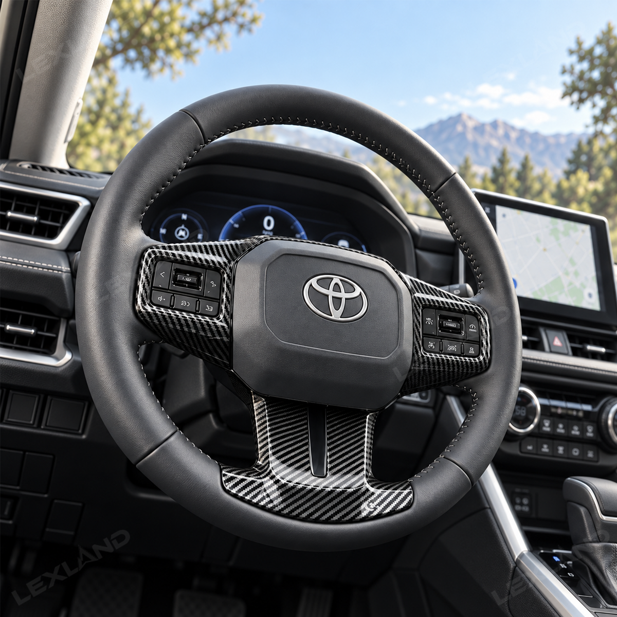 RAV4 Steering Wheel Cover ABS Carbon Fiber Style Interior Upgrade for Toyota