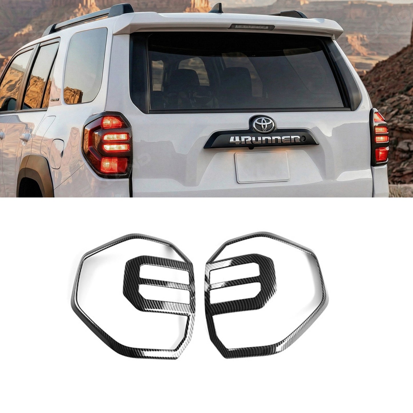 4Runner Tail Light Cover Trim ABS Carbon Fiber Style Rear Taillight Covers Decorative Overlay for Toyota
