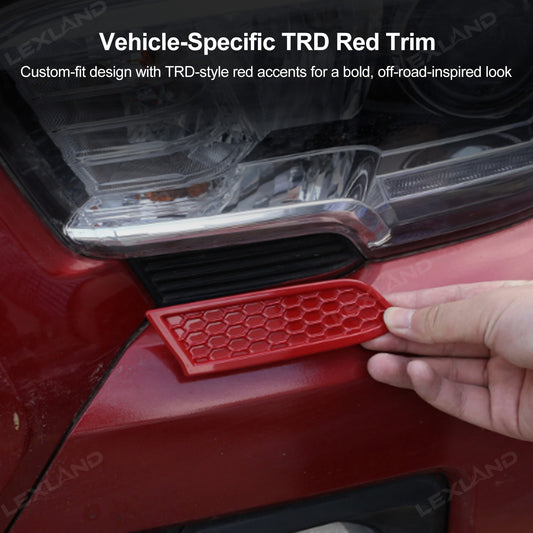 Tacoma Front Headlight Cover Trim ABS TRD-style Red Honeycomb Sticker Exterior Decor Cover for Toyota