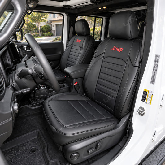 Wrangler Seat Covers 4-Door Embossed Leather Seat Protector Without Rear Armrest
