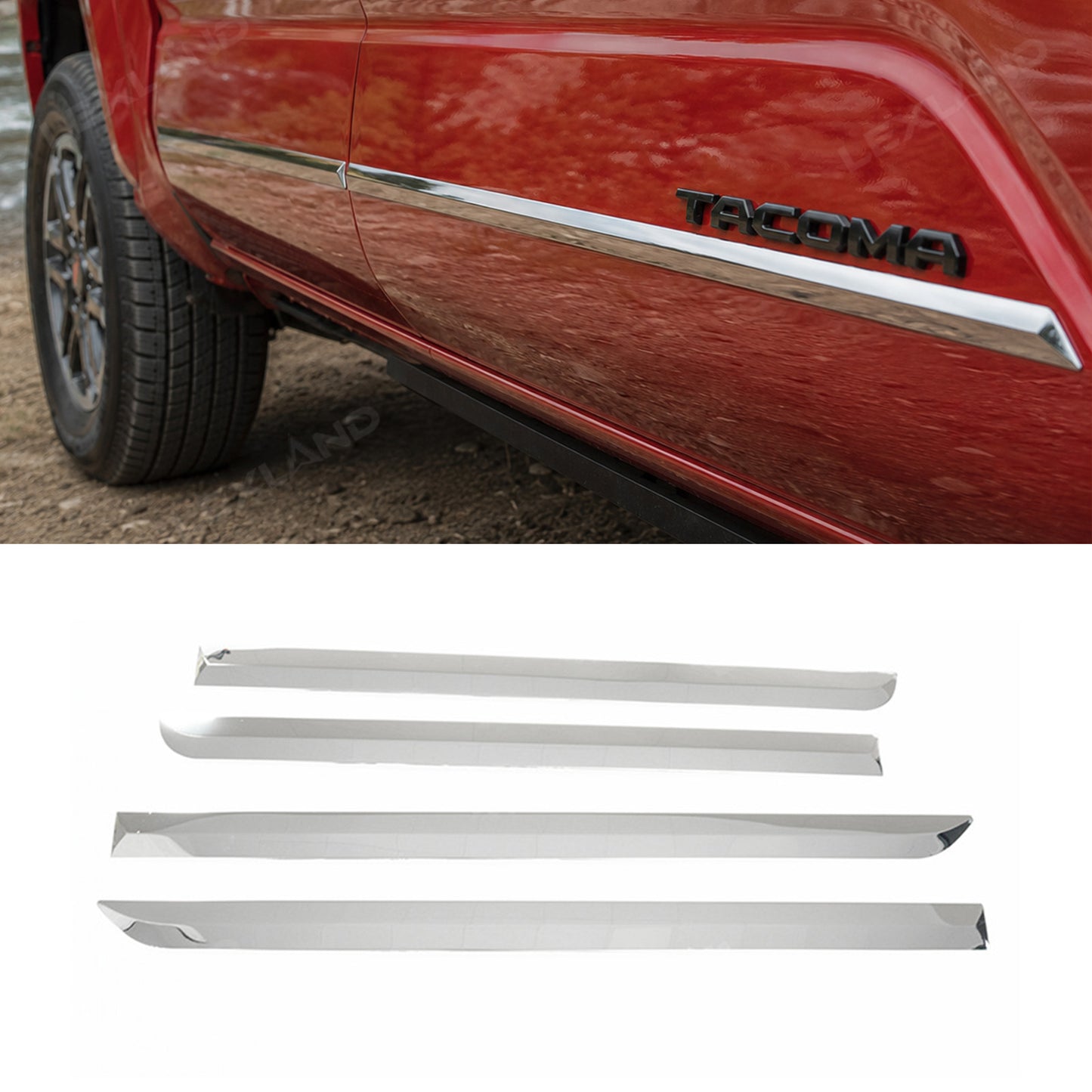 Tacoma Door Body Side Molding Trim Protector Stainless Steel Exterior Side Door Accent Trim 4PCS