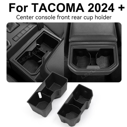 Tacoma Cup Holder Inserts Center Console & Rear Armrest Drink Holder Organizer 2PCS for Toyota