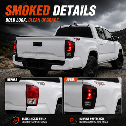 Tacoma Smoked Tail Light Covers & Third Brake Light Cover Rear Lamp Protector for Toyota