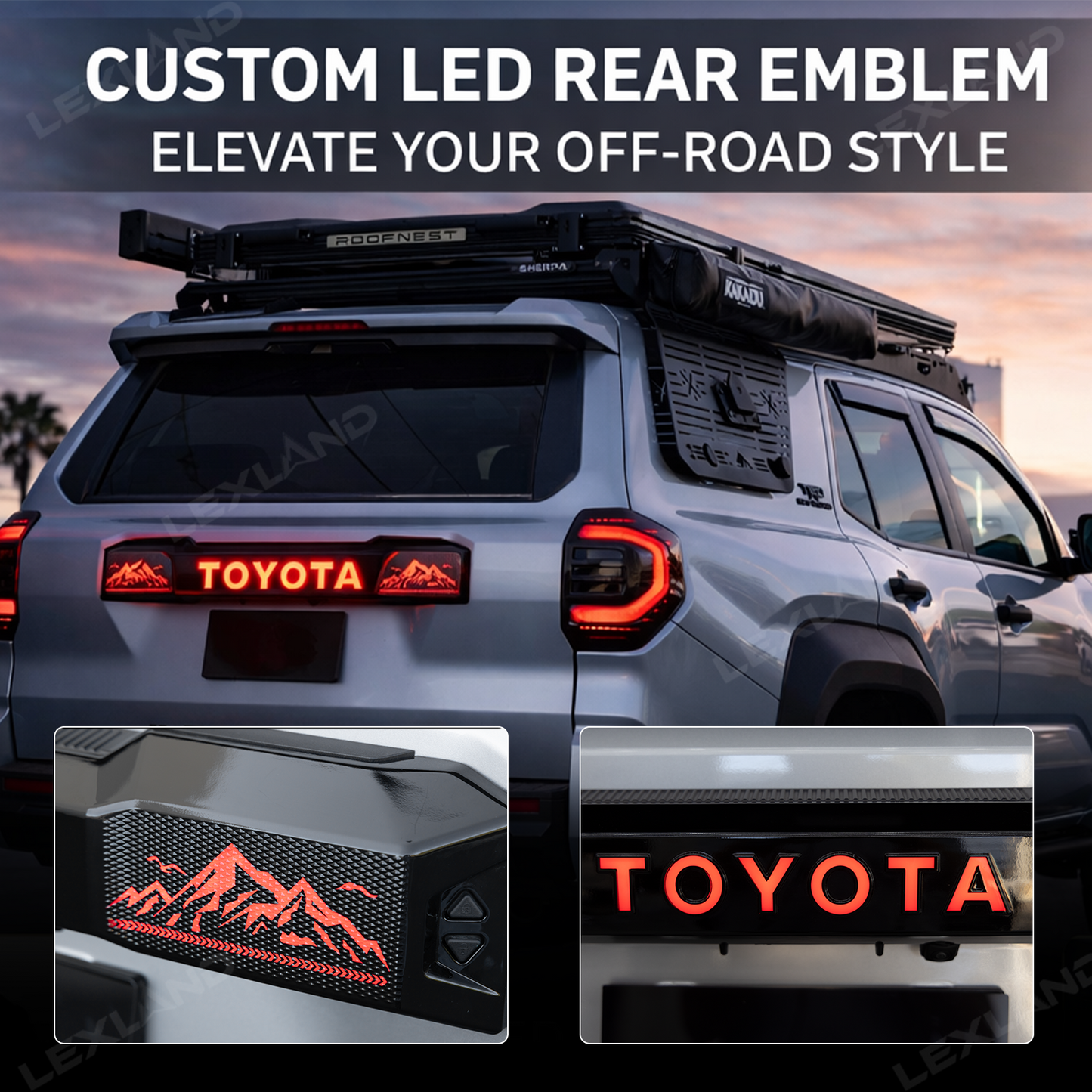 4Runner LED Trunk Tail Light Full Width Tailgate Ambient Lighting with Snow Mountain Off-Road Style