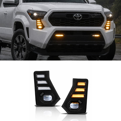 Tacoma LED Daytime Running Lights DRL White/Amber Fang Lamps Front Accent Lights for Toyota
