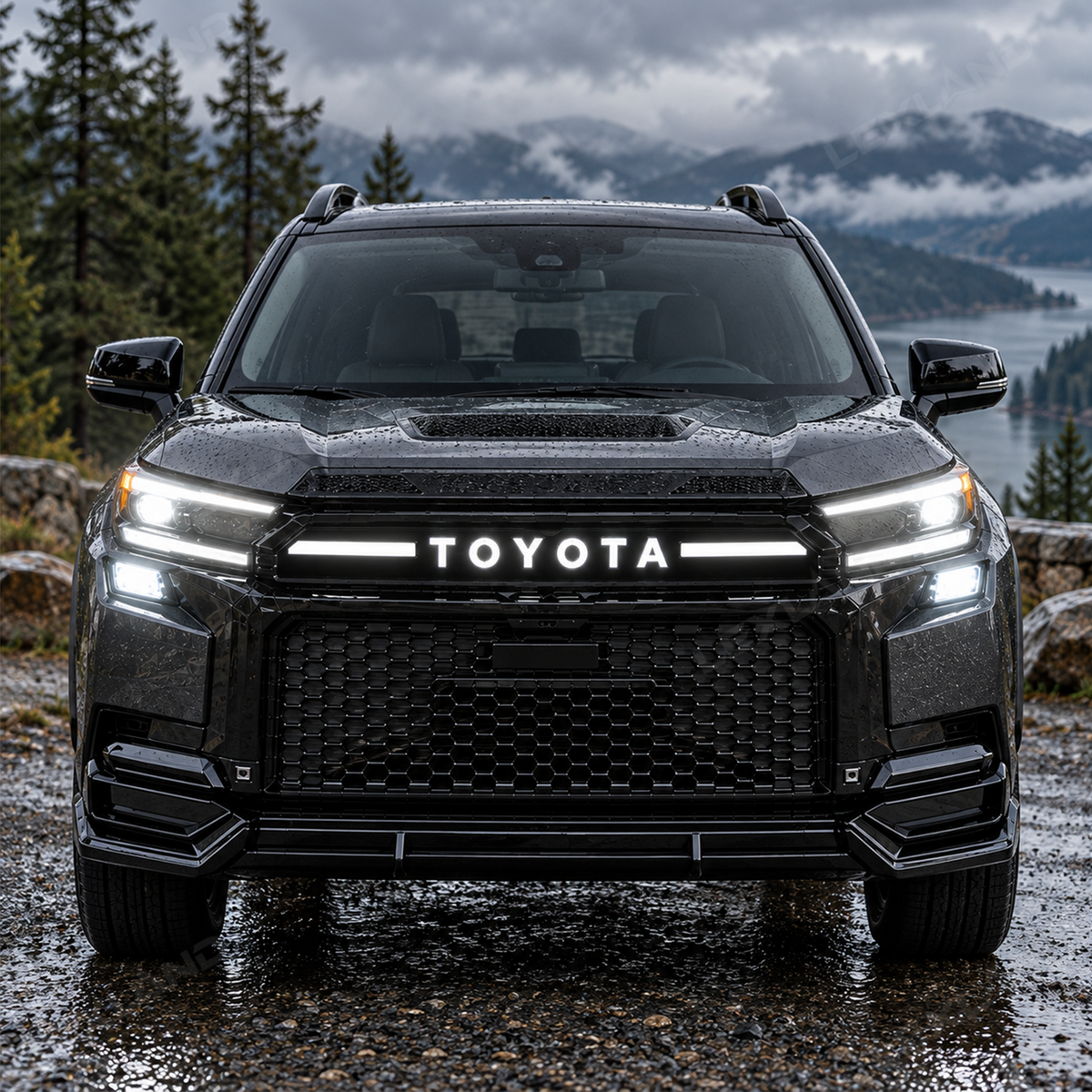 RAV4 Front Bumper Grille Light Bar Dual-Color Illuminated TOYOTA Style Front Grille with DRL