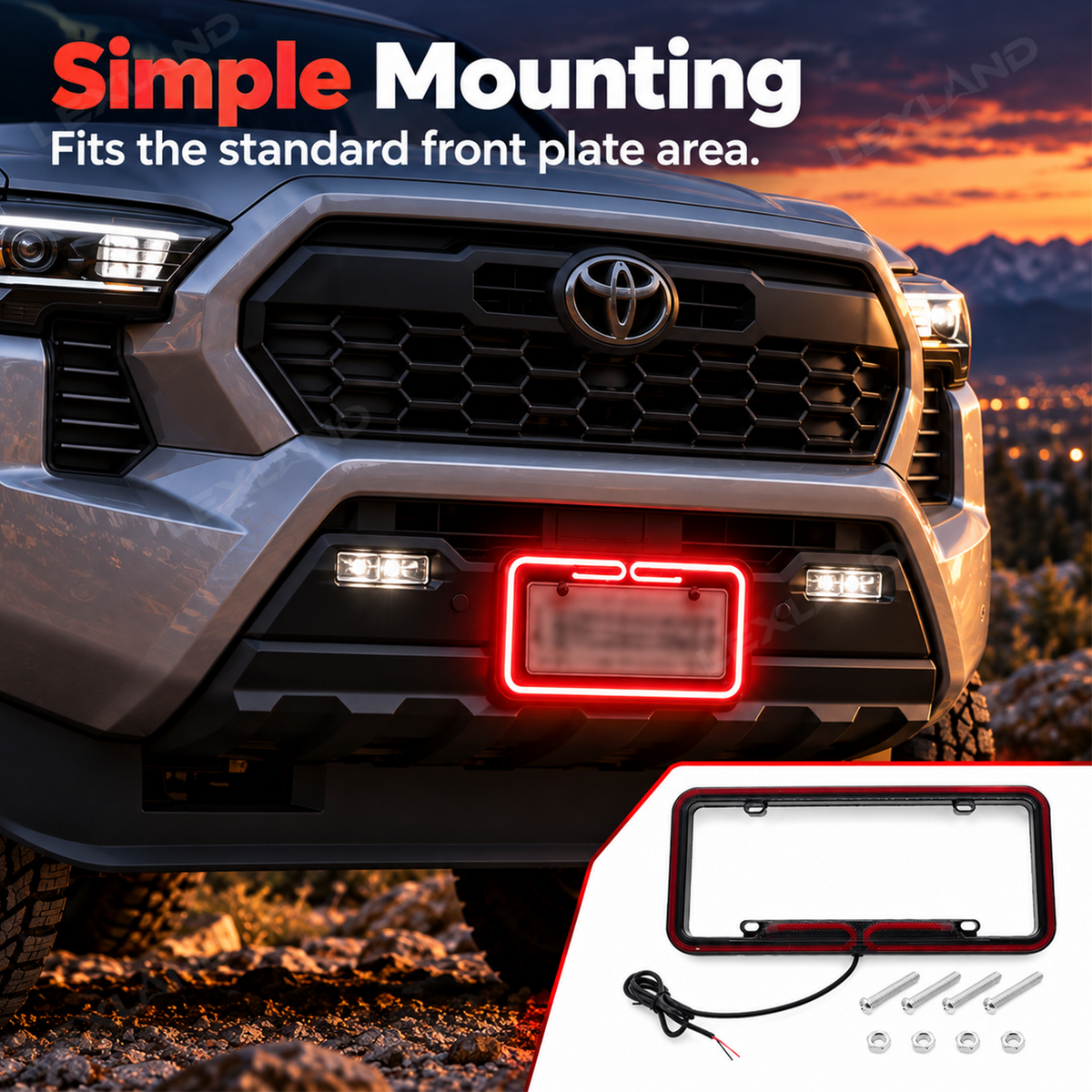 Tacoma/4Runenr/Tundra LED License Plate Frame Protector Front & Rear Cover Holder 2PCS for Toyota