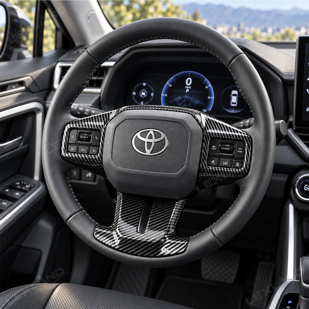 RAV4 Steering Wheel Cover ABS Carbon Fiber Style Interior Upgrade for Toyota