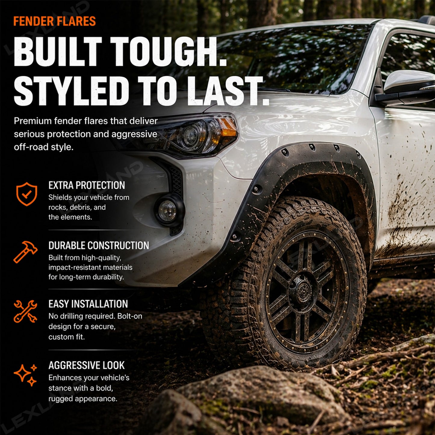 4Runner Fender Flares Pocket Style Wheel Arch Replacement Kit For Toyota