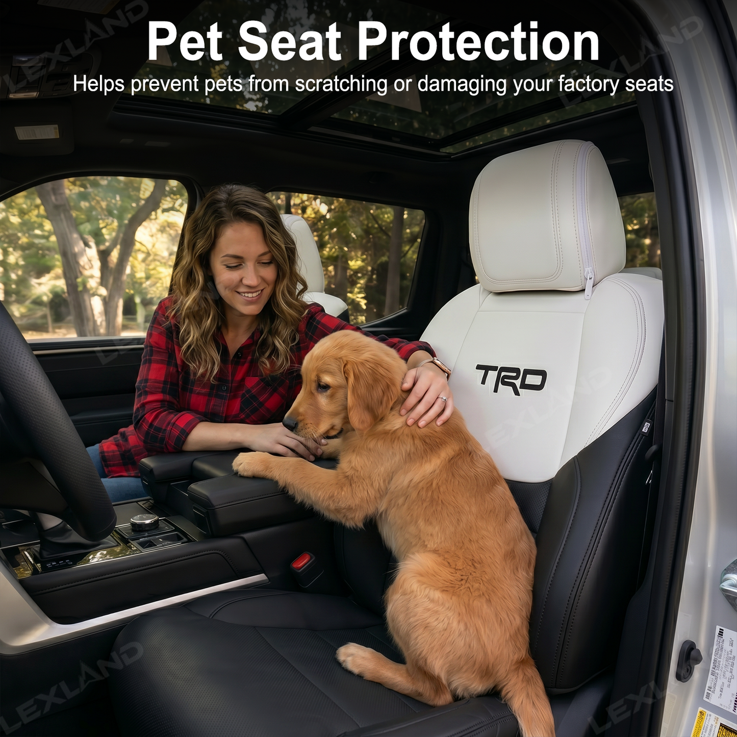 Tundra Seat Covers Black & White Two-tone Seat Protector with TRD Letter Style for Toyota