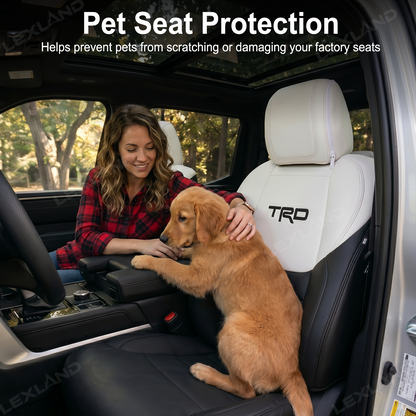 Tundra Seat Covers Black & White Two-tone Seat Protector with TRD Letter Style for Toyota