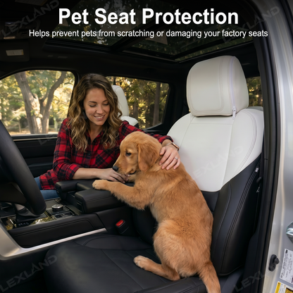 Tundra Seat Covers Black & White Two-tone Seat Protector with TRD Letter Style for Toyota