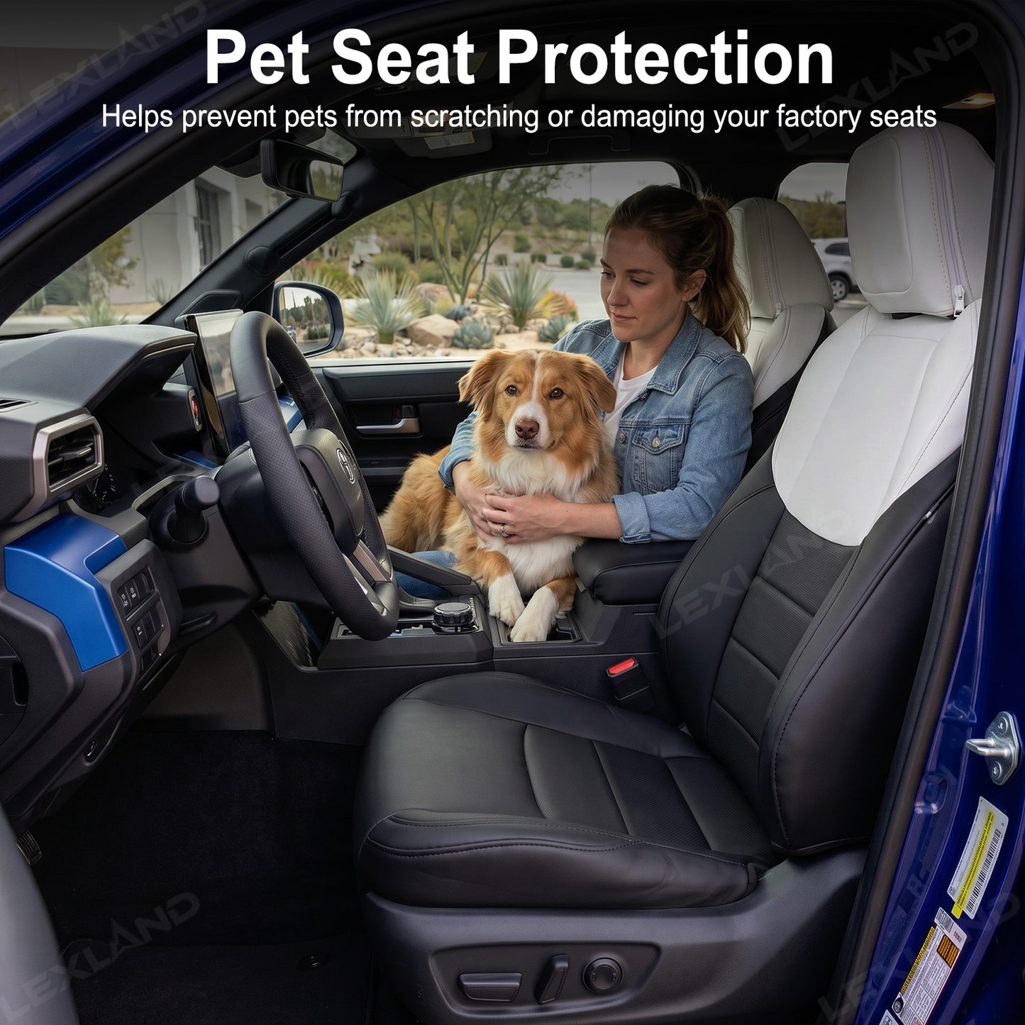 Tacoma /4Runner Seat Covers Black & White Two-tone Seat Protector with TRD Letter Style for Toyota