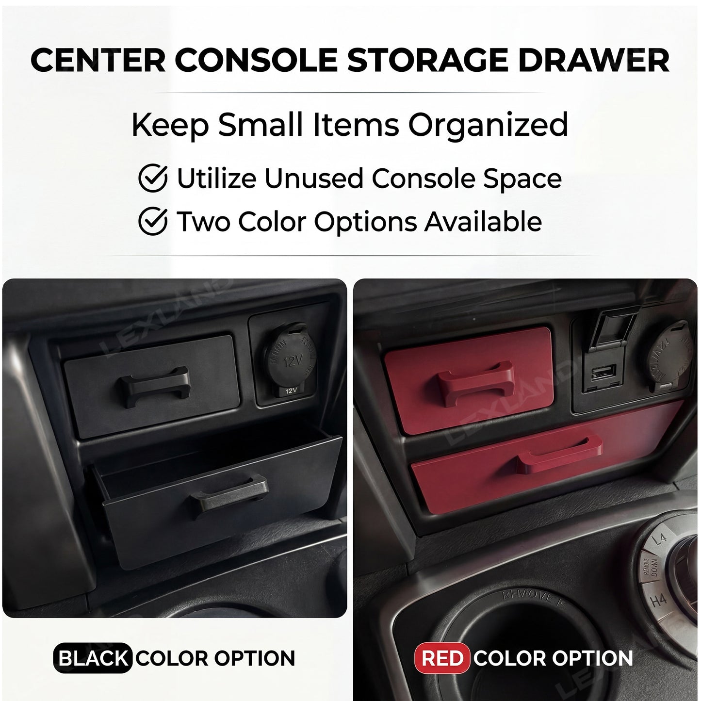4Runner Storage Drawer Organizer Center Console Cubby Upper & Lower Storage Box 2PCS for Toyota