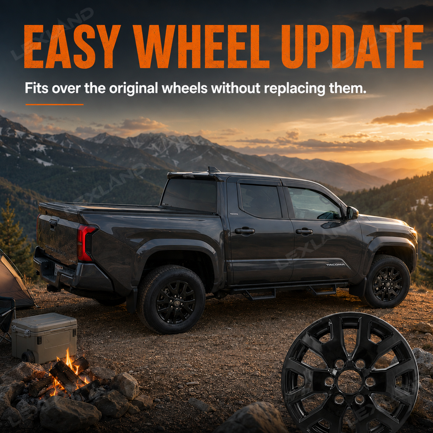 Tacoma SR5 17'' Wheel Covers OEM-Style Hubcaps 4PCS Snap-On Installation for Toyota