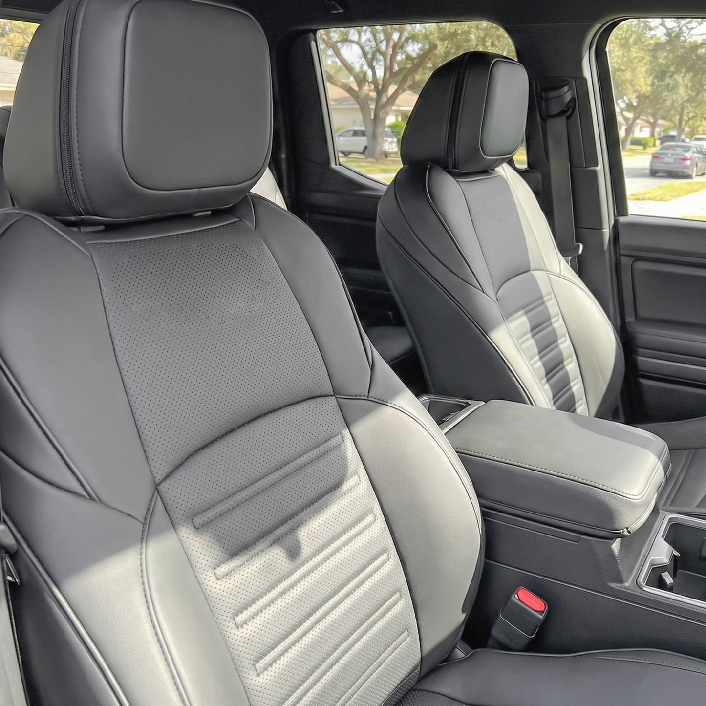 Tacoma /4Runner Seat Covers Embossed Nappa Leather Seat Protectors with TRD Style for Toyota