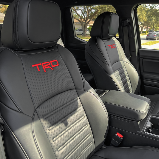 Tacoma Front Row Seat Covers Full Coverage Embossed Seat Protectors with TRD Letter Style for Toyota